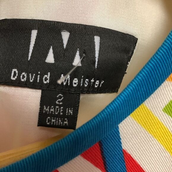 David Meister White Matchstick Print Cotton Sleeveless Sheath Dress Size 2 - Picture 5 of 11